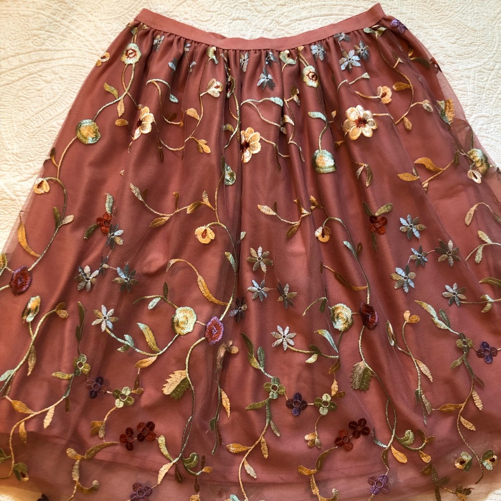 See You Monday Embroidered Tulle Skirt